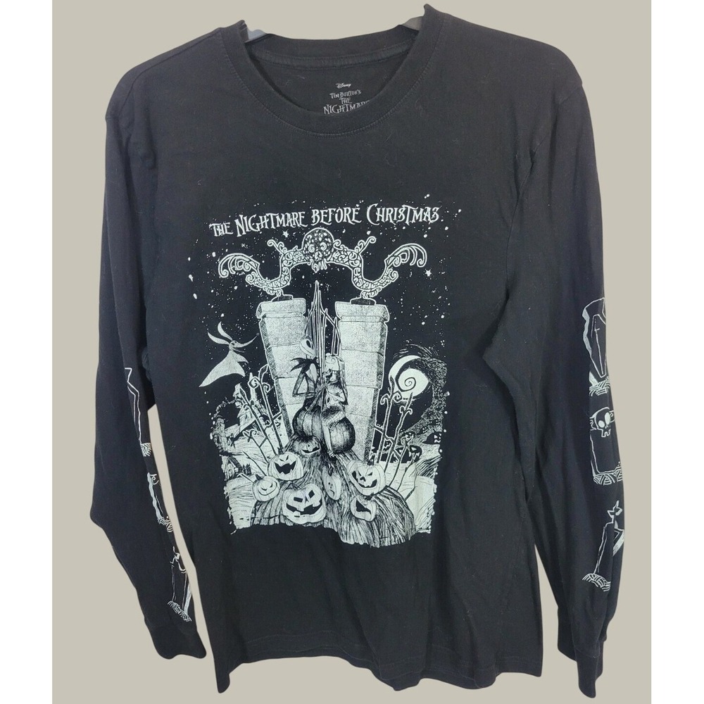 Nightmare Before Christmas Goth Graphic Tee Jack Skellington Black Large